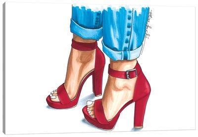 Red Strap Heels Canvas Art Print - Elza Fouché