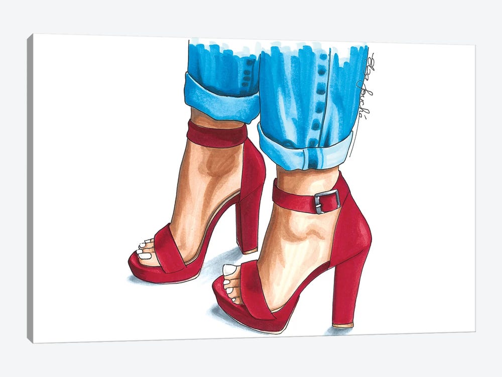 Red Strap Heels by Elza Fouche 1-piece Art Print