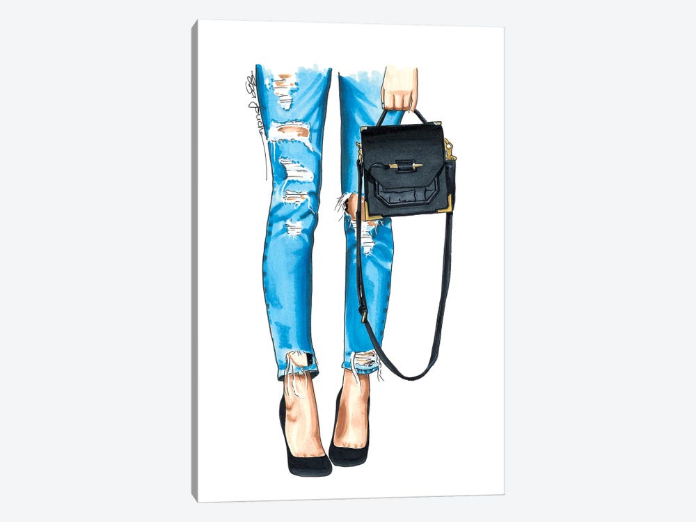 Ripped Jeans & Bag by Elza Fouche 1-piece Canvas Art