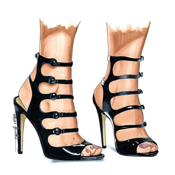Fashion Illustrations: Strappy Heels by Elza Fouche