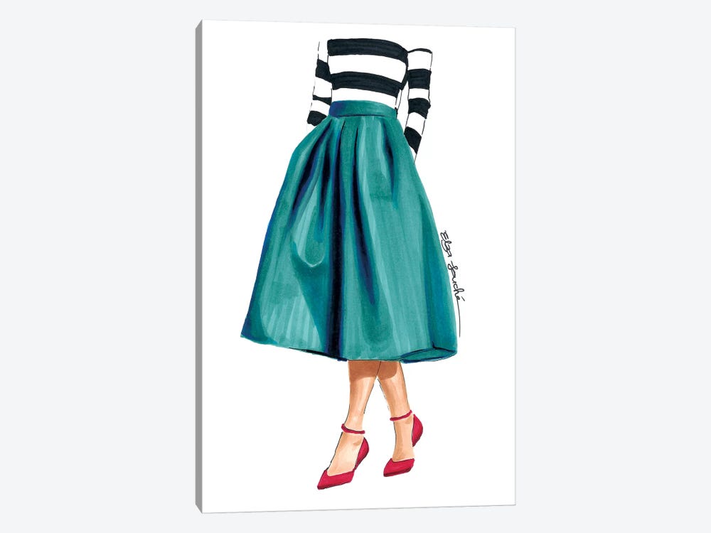 Teal & Stripes by Elza Fouche 1-piece Canvas Print