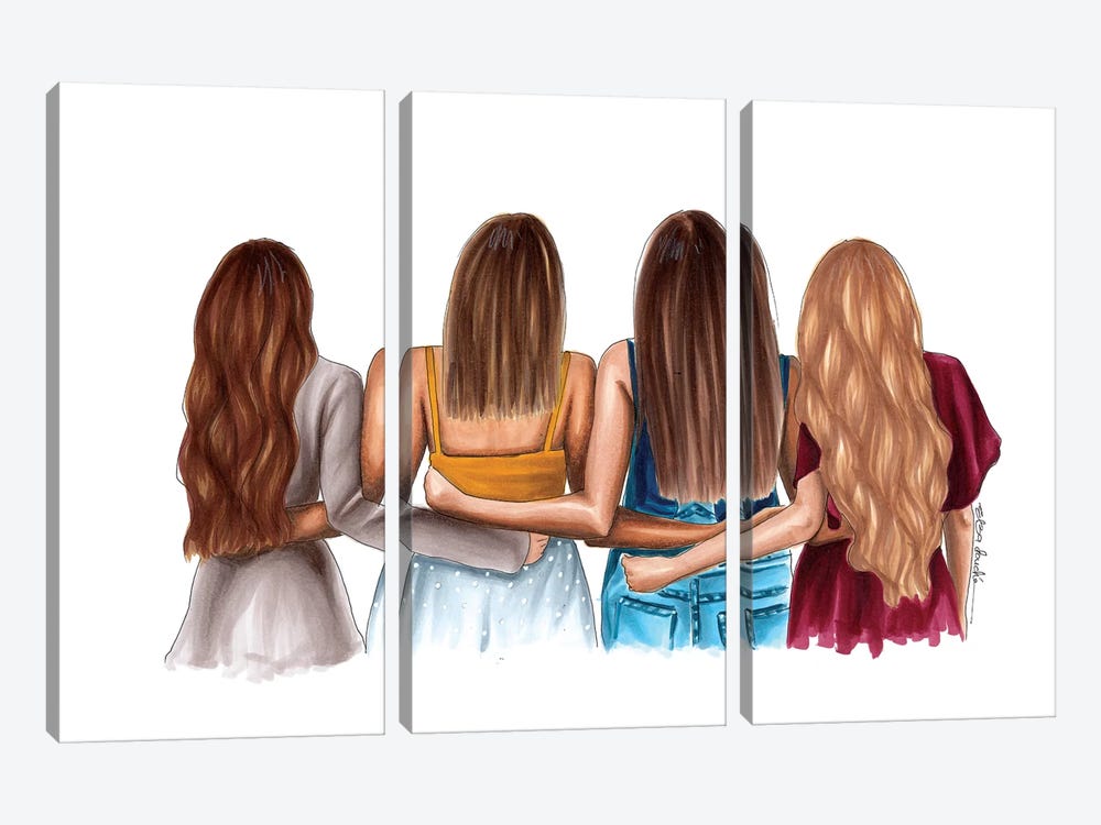 The 4 of us by Elza Fouche 3-piece Canvas Art Print