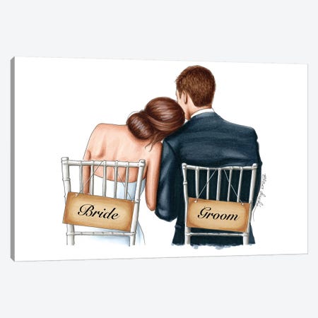 Bride and Groom Canvas Print #ELZ66} by Elza Fouche Canvas Artwork