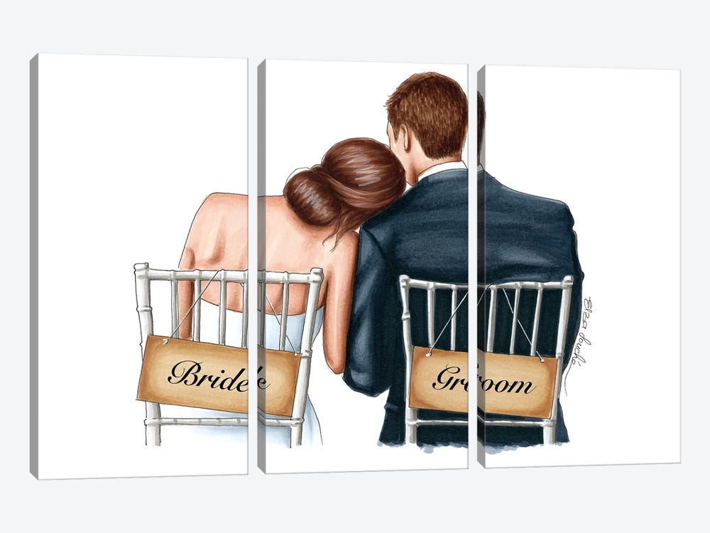 Bride and Groom by Elza Fouche 3-piece Canvas Art