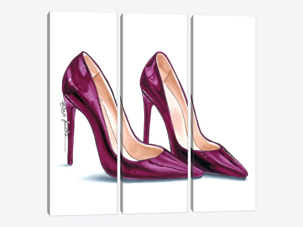 Deep Pink Heels by Elza Fouche 3-piece Art Print