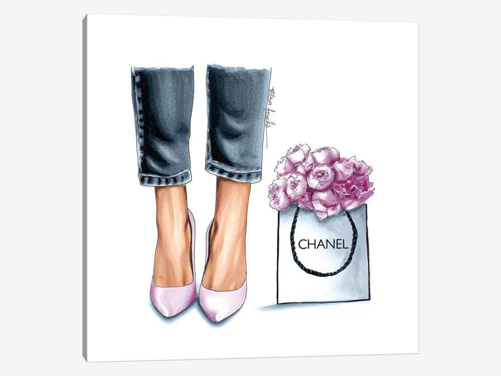 Heels & Peonies by Elza Fouche 1-piece Canvas Wall Art