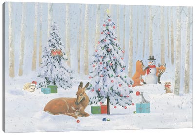 Christmas Critters Bright I Canvas Art Print - Deer Art