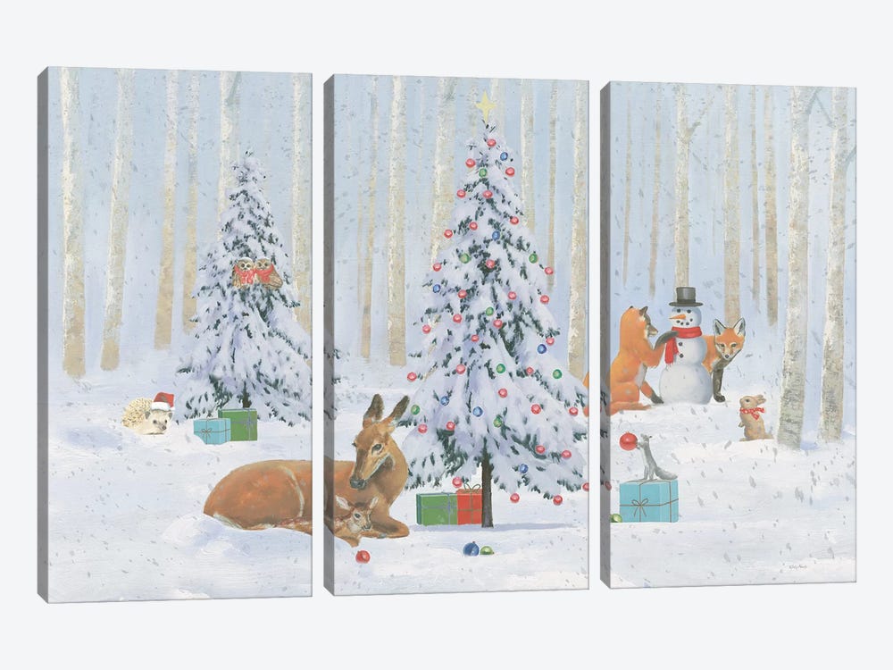 Christmas Critters Bright I by Emily Adams 3-piece Canvas Wall Art