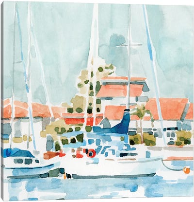 Beach Town Summer I Canvas Art Print - Boat Art
