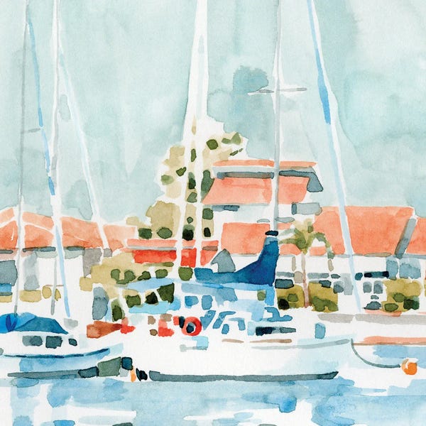 Large Art for Bathroom - Canvas Prints: Beach Town Summer I by Emma Caroline