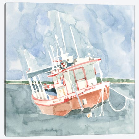 Bright Fishing Boat I Canvas Print #EMC79} by Emma Caroline Canvas Artwork