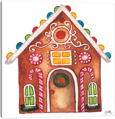 Gingerbread and Candy House I Canvas Art Print - Holiday Eats & Treats