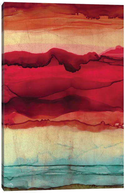 New Mountain Abstract Canvas Art Print - Red Abstract Art
