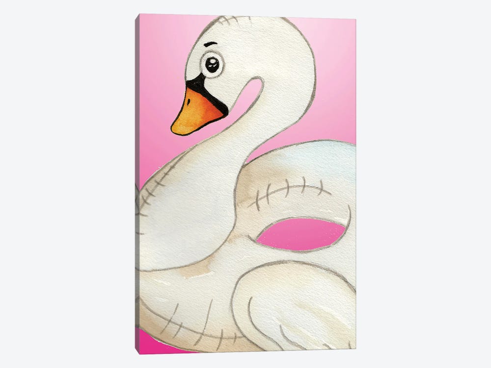 Swan Float on Pink by Elizabeth Medley 1-piece Canvas Artwork