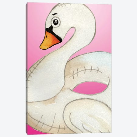 Swan Float on Pink Canvas Print #EMD121} by Elizabeth Medley Canvas Print
