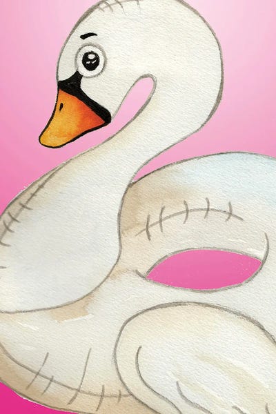 Elizabeth Medley: Swan Float on Pink by Elizabeth Medley