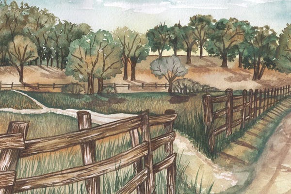 Elizabeth Medley: Farm Landscape by Elizabeth Medley