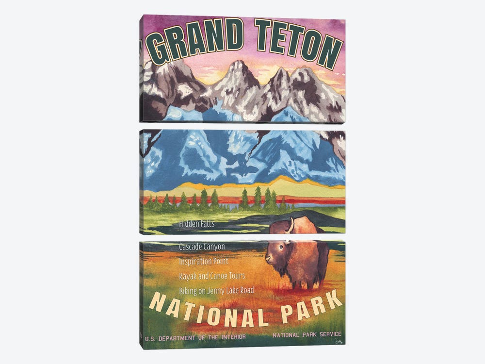 Grand Teton National Park by Elizabeth Medley 3-piece Canvas Art