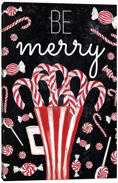 Peppermint Candy Cane Wishes Canvas Art Print - Christmas Signs & Sentiments