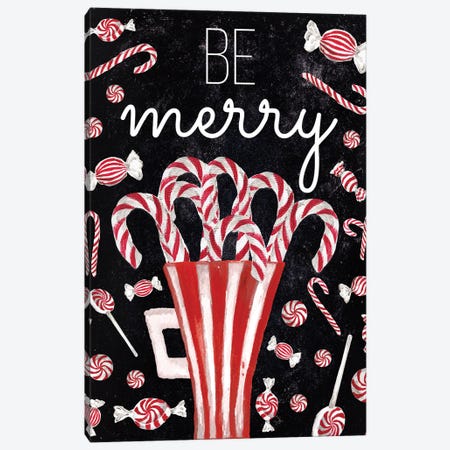Peppermint Candy Cane Wishes Canvas Print #EMD133} by Elizabeth Medley Canvas Artwork