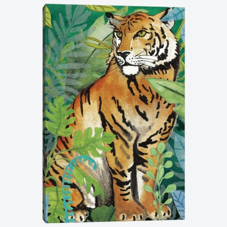 Tiger In The Jungle II Canvas Print #EMD144} by Elizabeth Medley Canvas Wall Art