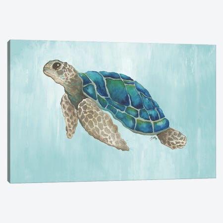 Watercolor Sea Turtle Canvas Print #EMD149} by Elizabeth Medley Canvas Print