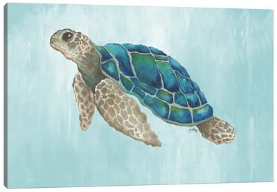 Watercolor Sea Turtle Canvas Art Print - Turtle Art