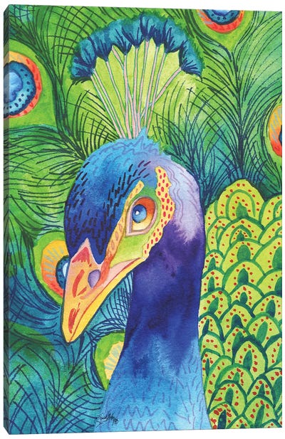 Perfect Peacock Canvas Art Print - Elizabeth Medley