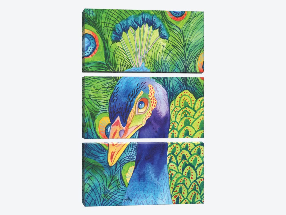 Perfect Peacock by Elizabeth Medley 3-piece Art Print