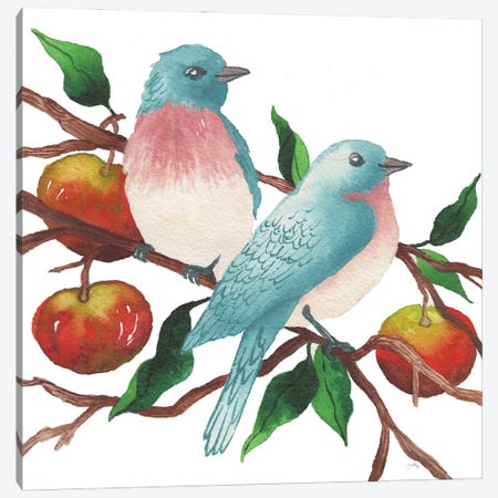 Birds And Apples Canvas Print #EMD154} by Elizabeth Medley Canvas Art Print