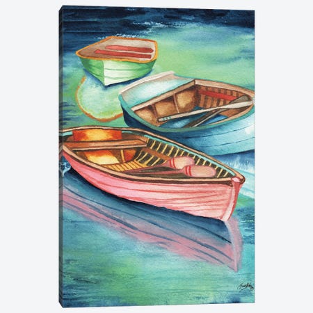 Docked Rowboats II Canvas Print #EMD160} by Elizabeth Medley Art Print