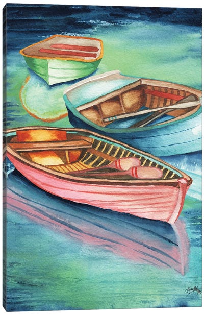 Docked Rowboats II Canvas Art Print - Elizabeth Medley