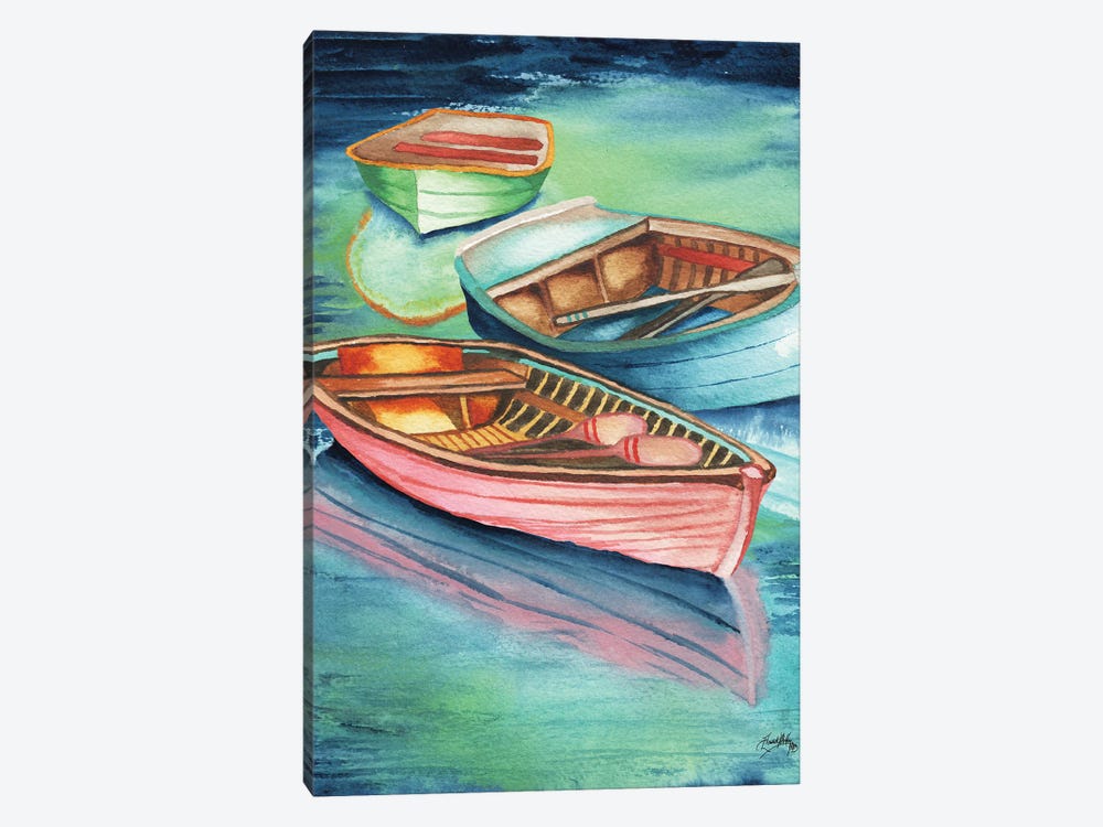 Docked Rowboats II by Elizabeth Medley 1-piece Canvas Art Print