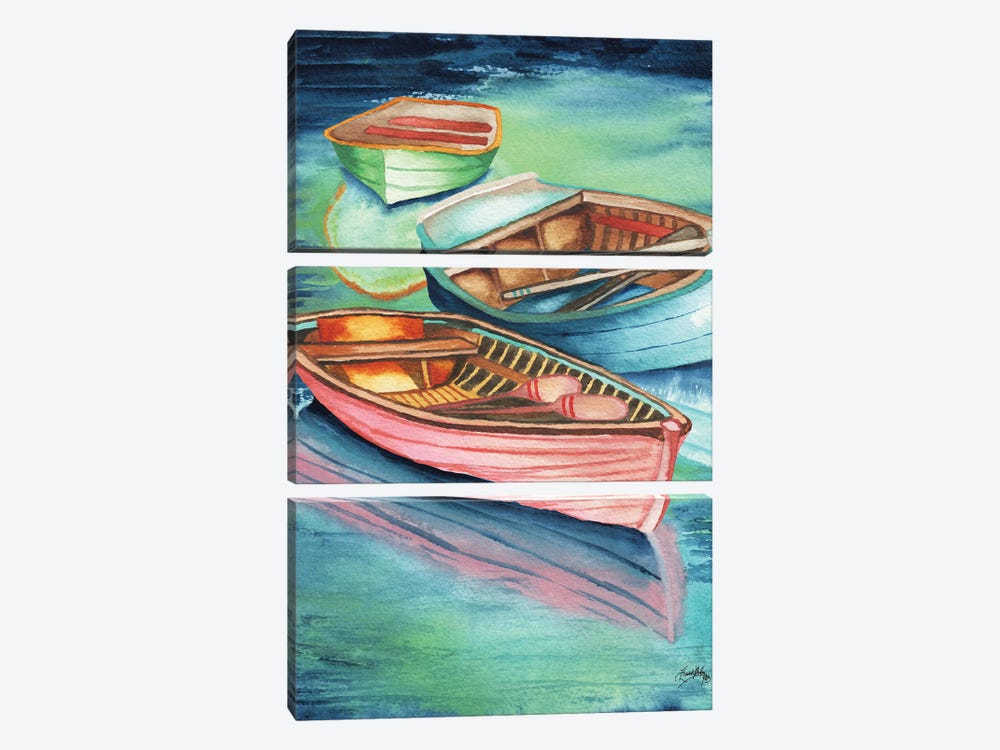 Docked Rowboats II by Elizabeth Medley 3-piece Art Print