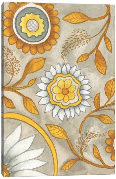 Flowers On Grey I Canvas Art Print - Elizabeth Medley