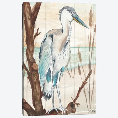 Heron On Branch I Canvas Print #EMD169} by Elizabeth Medley Art Print
