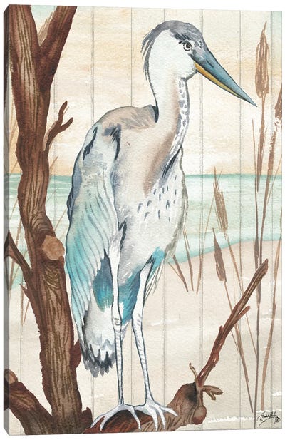Heron On Branch I Canvas Art Print - Heron Art