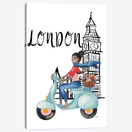 London By Moped Canvas Print #EMD171} by Elizabeth Medley Canvas Wall Art