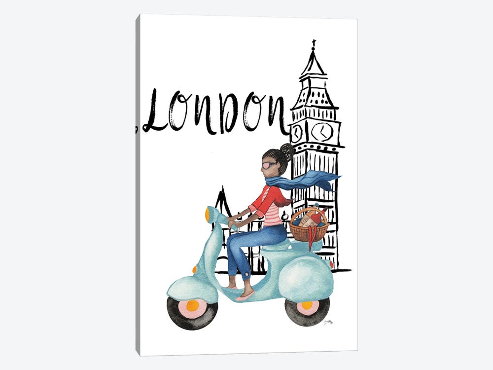 London By Moped by Elizabeth Medley 1-piece Canvas Print