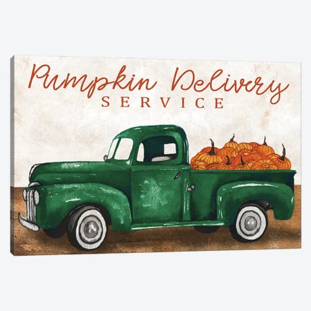 Pumpkin Delivery Service Canvas Print #EMD178} by Elizabeth Medley Canvas Wall Art