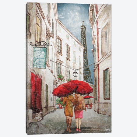 Red Umbrella II Canvas Print #EMD179} by Elizabeth Medley Canvas Wall Art