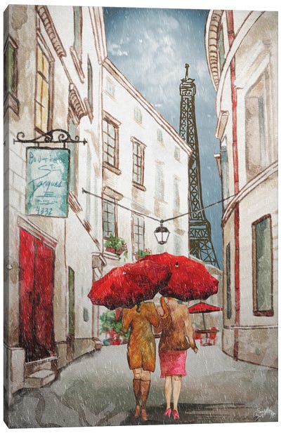 Red Umbrella II Canvas Art Print - Elizabeth Medley