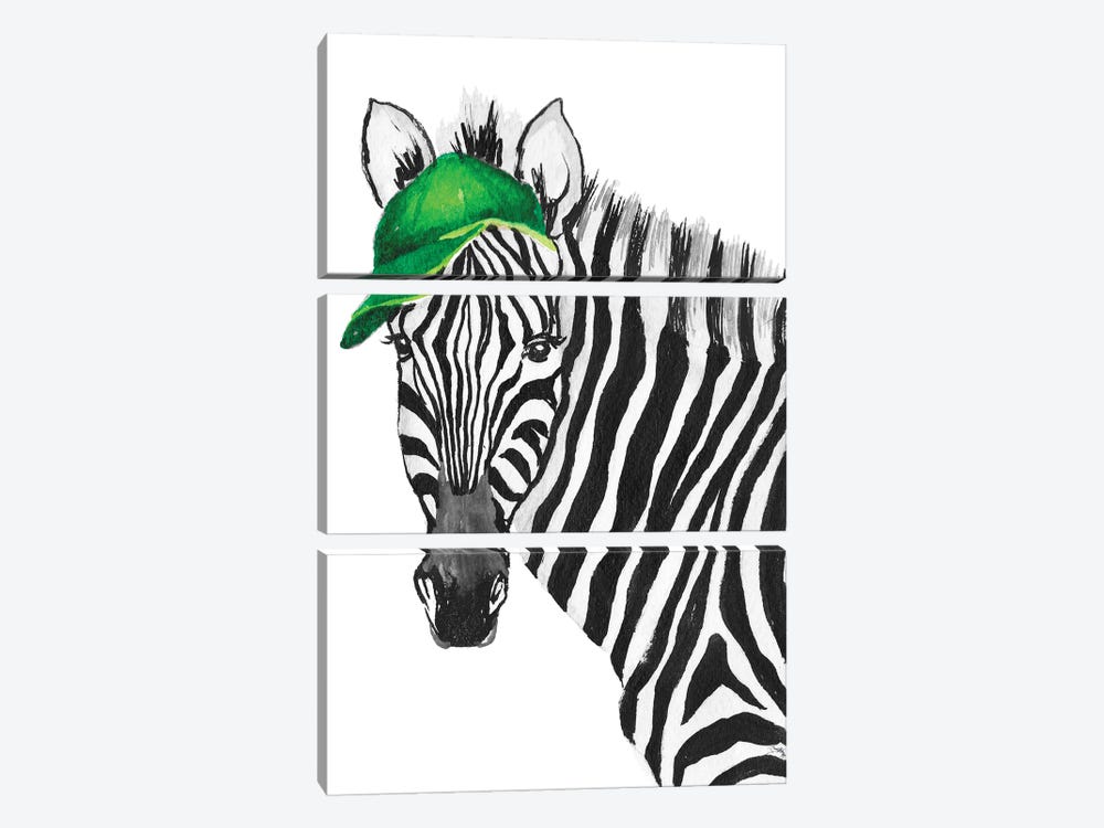 Sporty Zebra by Elizabeth Medley 3-piece Canvas Art Print