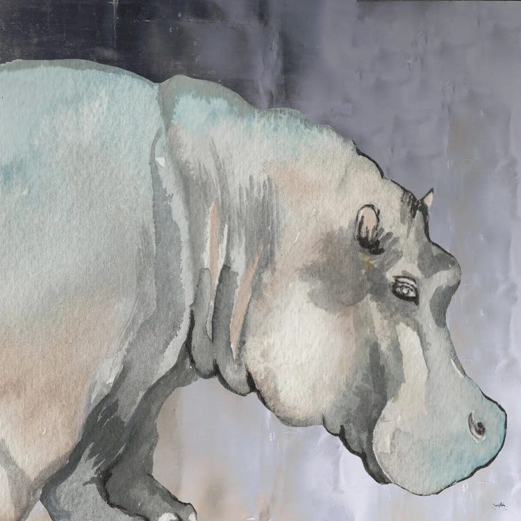 Thoughtful Hippo by Elizabeth Medley wall art
