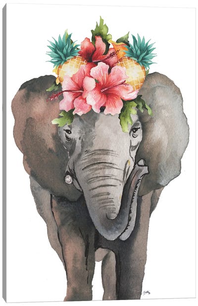 Tropical Elephant Canvas Art Print - Pineapple Art