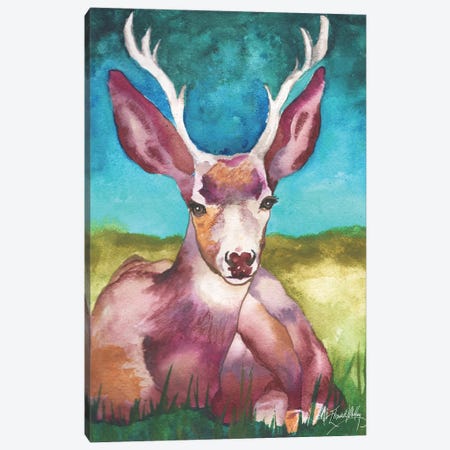 Buck in a Field I Canvas Print #EMD1} by Elizabeth Medley Canvas Artwork
