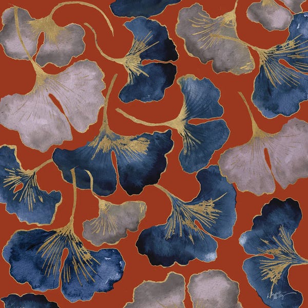 Gingko Leaves On Red II