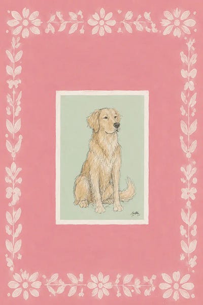 Elizabeth Medley: Golden Retriever in Pink by Elizabeth Medley