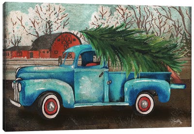 Blue Truck and Tree I Canvas Art Print - Elizabeth Medley