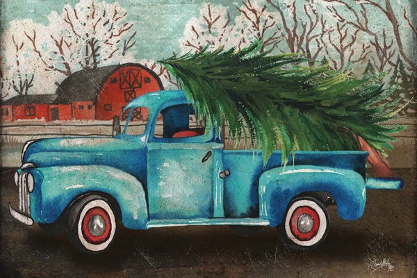 Trucks: Blue Truck and Tree I by Elizabeth Medley